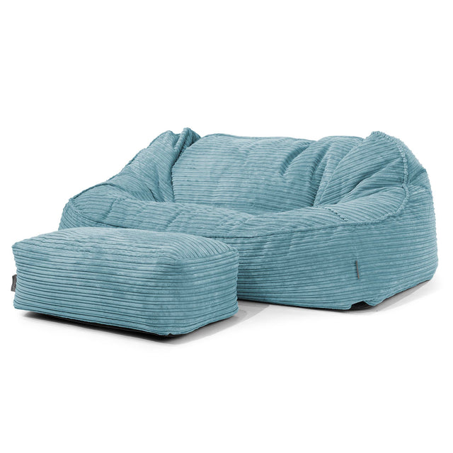 Das Slouchy XXL Sitzsack Sofa - Cord Türkis 02