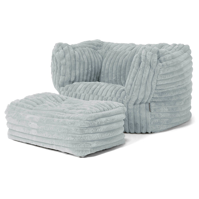 Albert Sitzsack Ohrensessel - Ultra Plüsch Cord Taubenblau 02