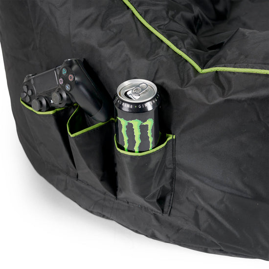 Gaming Sitzsack im Autositz-Stil - Schwarz / Grün 07