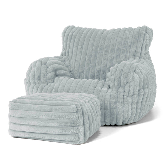 Josephine Sitzsack Ohrensessel - Ultra Plüsch Cord Taubenblau 02