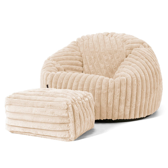 Klassischer Sitzsack Sessel - Ultra Plüsch Cord Creme 02