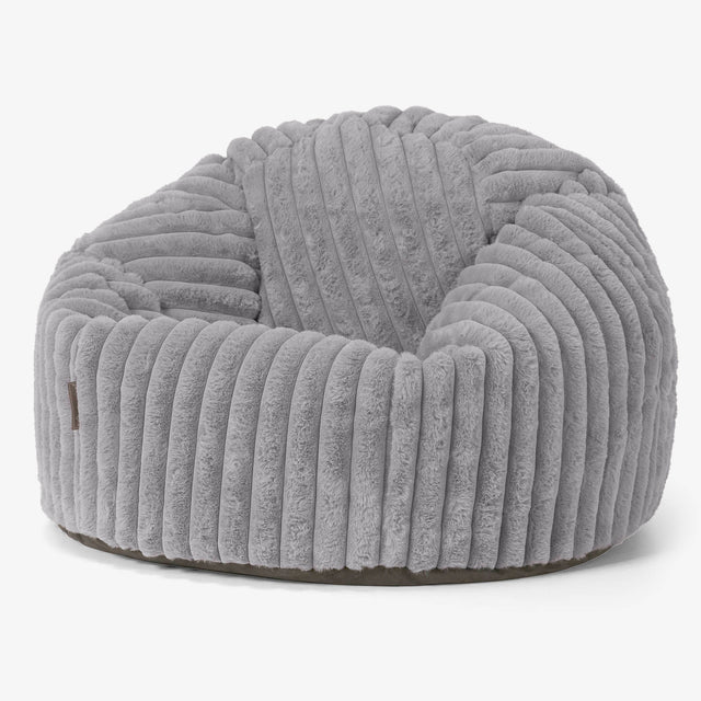 Klassischer Sitzsack Sessel - Ultra Plüsch Cord Grau 01