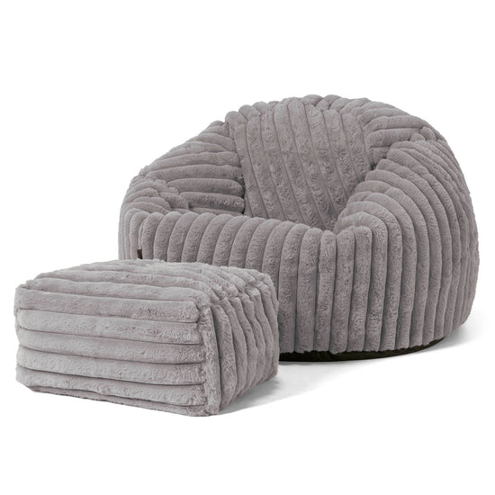 Klassischer Sitzsack Sessel - Ultra Plüsch Cord Grau 02