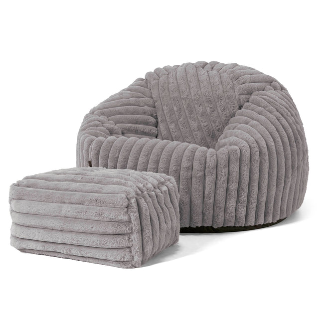 Klassischer Sitzsack Sessel - Ultra Plüsch Cord Grau 02