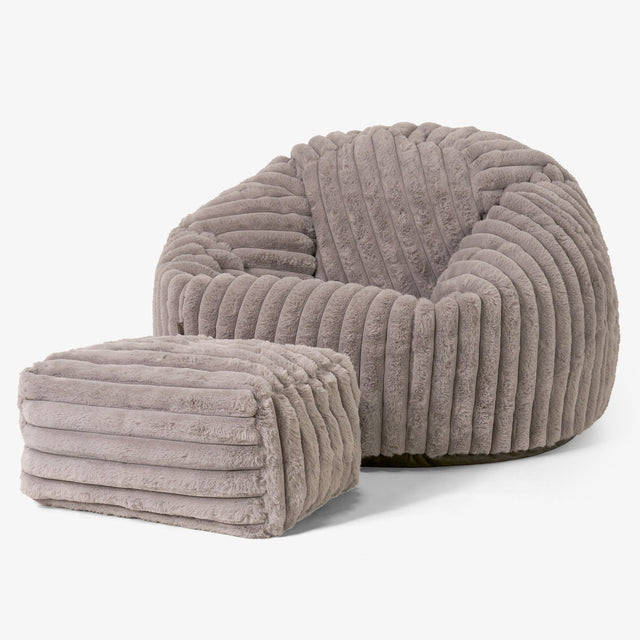 Klassischer Sitzsack Sessel - Ultra Plüsch Cord Nerzfarben 02