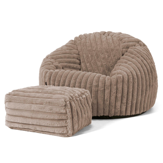 Klassischer Sitzsack Sessel - Ultra Plüsch Cord Nerzfarben 02