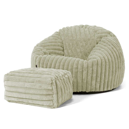 Klassischer Sitzsack Sessel - Ultra Plüsch Cord Salbeigrün 02