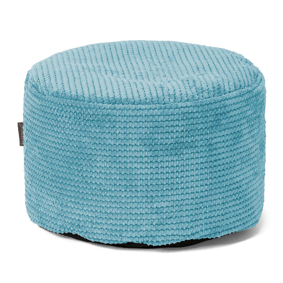 Kleiner runder Fußhocker - Pom-Pom Türkis 01