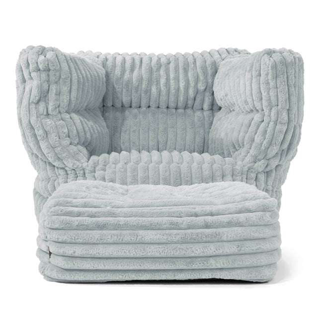 Louis Sitzsack Ohrensessel - Ultra Plüsch Cord Taubenblau 02