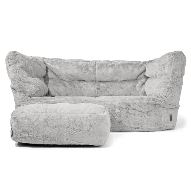 2-Sitzer Albert Sitzsacksofa 2.0 - Kaninchen Kunstfell Hellgrau 02