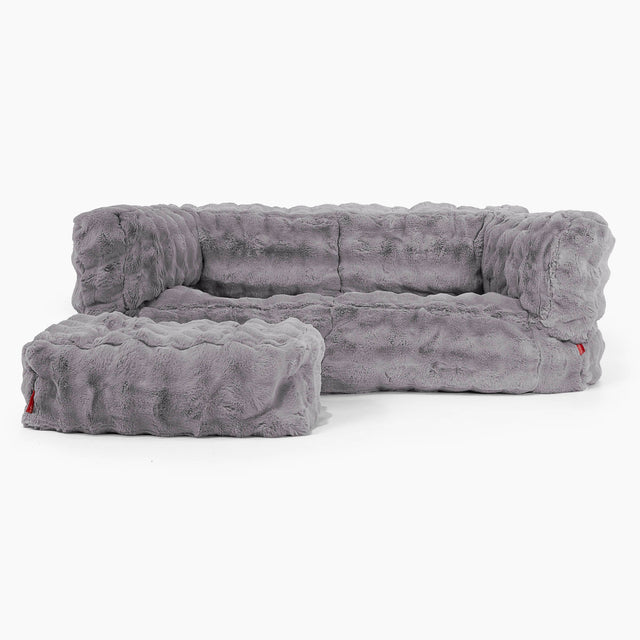 2-Sitzer Albert Sitzsacksofa - Bubble Pelz Grau 02