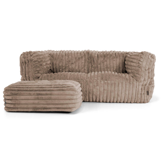 2-Sitzer Albert Sitzsacksofa - Ultra Plüsch Cord Nerzfarben 02