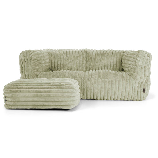 2-Sitzer Albert Sitzsacksofa - Ultra Plüsch Cord Salbeigrün 02