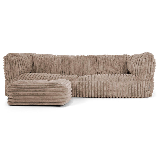 3-Sitzer Albert Sitzsacksofa - Ultra Plüsch Cord Nerzfarben 02