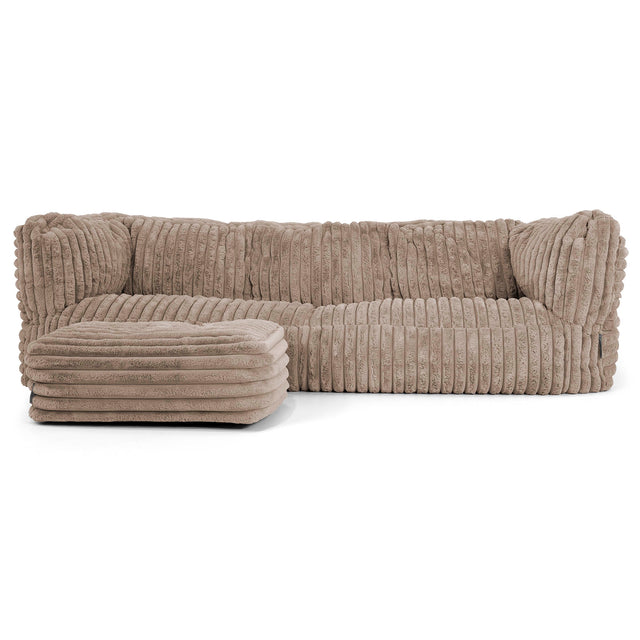 3-Sitzer Albert Sitzsacksofa - Ultra Plüsch Cord Nerzfarben 02