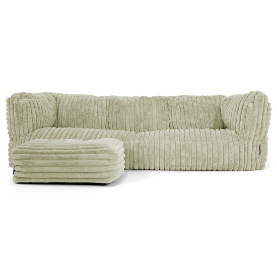 3-Sitzer Albert Sitzsacksofa - Ultra Plüsch Cord Salbeigrün 02