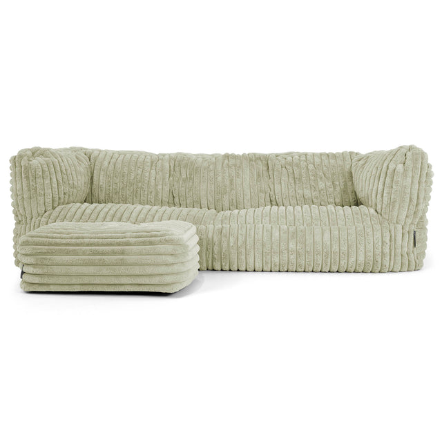 3-Sitzer Albert Sitzsacksofa - Ultra Plüsch Cord Salbeigrün 02