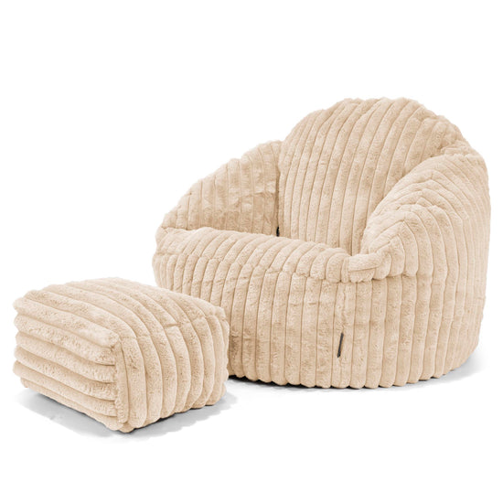 Bubble Sitzsack Sessel - Ultra Plüsch Cord Creme 03
