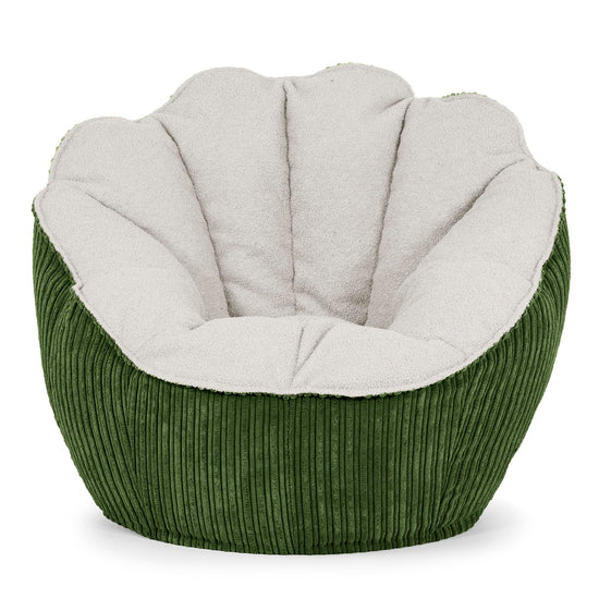 Natalia Sacco Sitzsack Stuhl - Bouclé & Cord Nadelwaldgrün 01