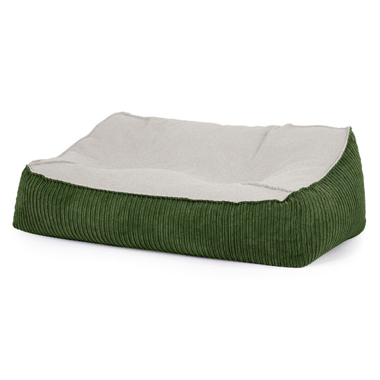 Das Slouchy Sitzsack Sofa - Bouclé & Cord Nadelwaldgrün 01