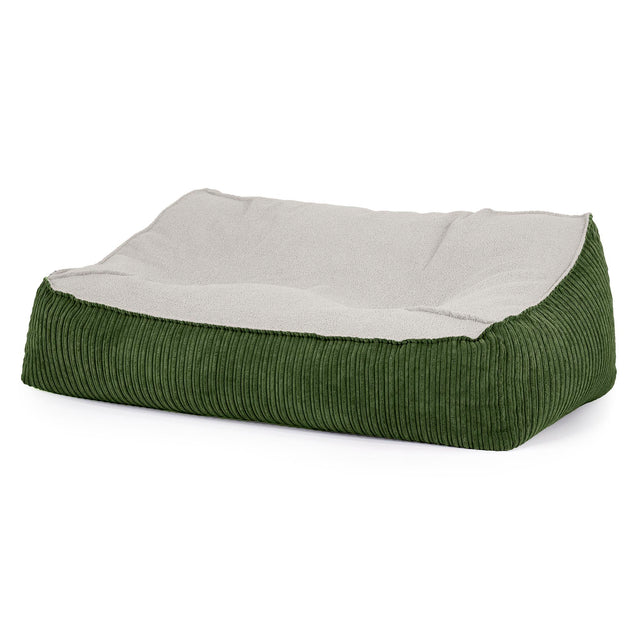 Das Slouchy Sitzsack Sofa - Bouclé & Cord Nadelwaldgrün 01