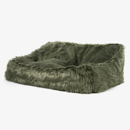 Das Slouchy Sitzsack Sofa - Mongolisches Kunstfell Salbeigrün 01