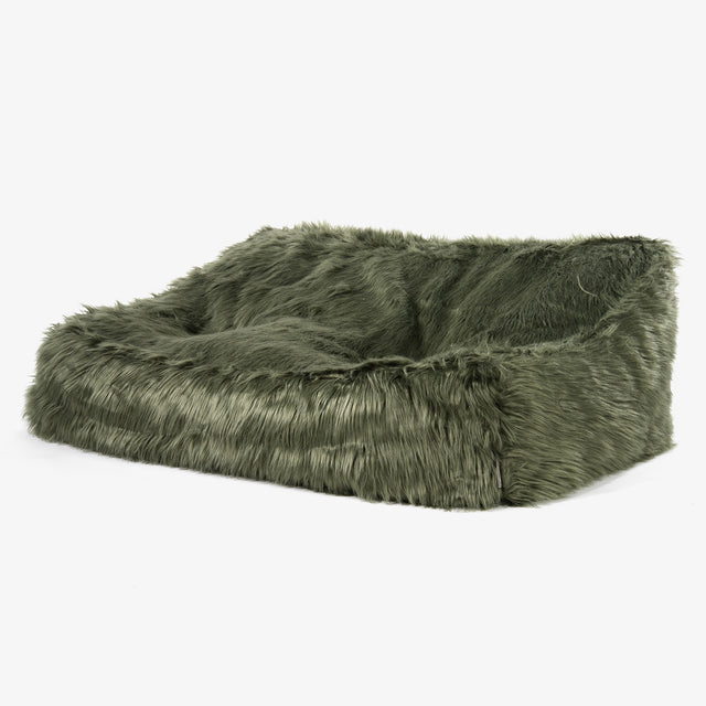 Das Slouchy Sitzsack Sofa - Mongolisches Kunstfell Salbeigrün 01
