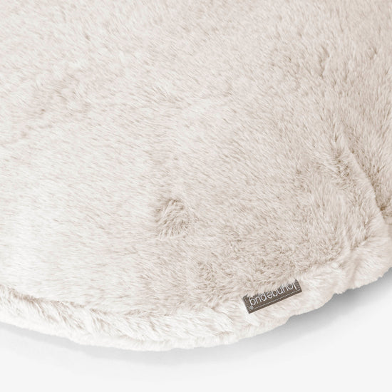 Dekokissen / Sofa Kissenbezug Rund 50cm - Kaninchen Kunstfell Weiß 02