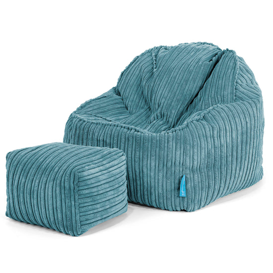 Der Slouchy Kinder Sitzsack 2-6 Jahre - Cord Türkis 03