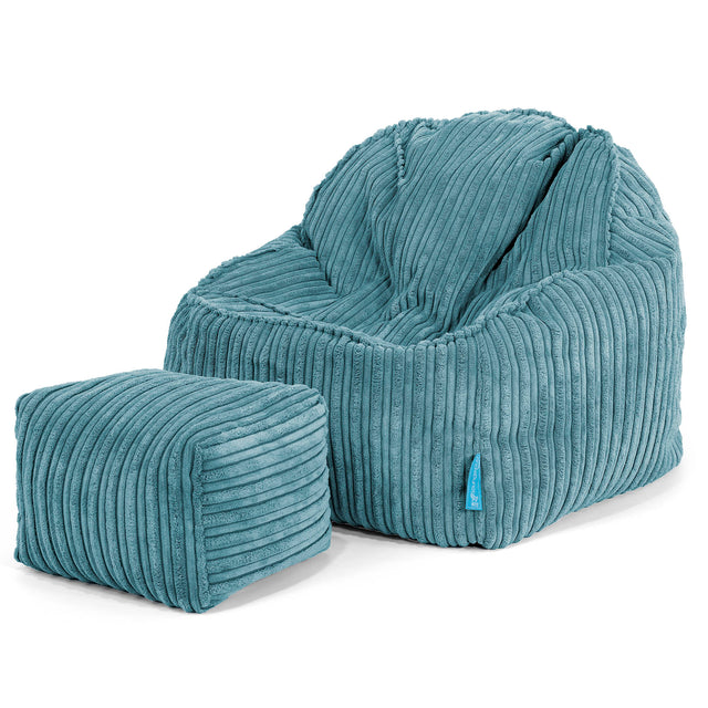 Der Slouchy Kinder Sitzsack 2-6 Jahre - Cord Türkis 03