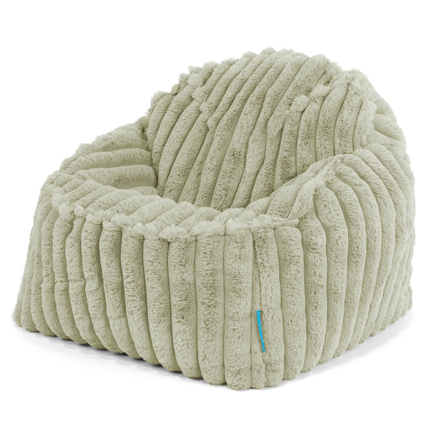 Der Slouchy Kinder Sitzsack 2-6 Jahre - Ultra Plüsch Cord Salbeigrün 01