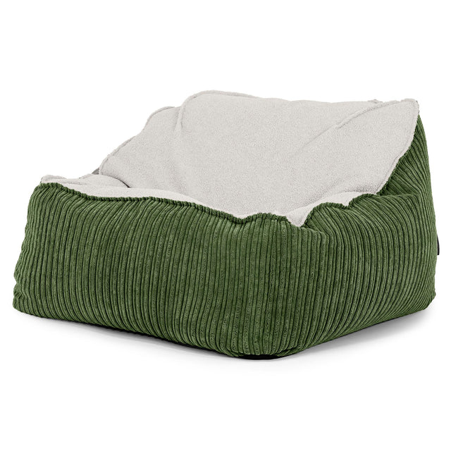 Der Slouchy Sitzsack Sessel - Bouclé & Cord Nadelwaldgrün 01