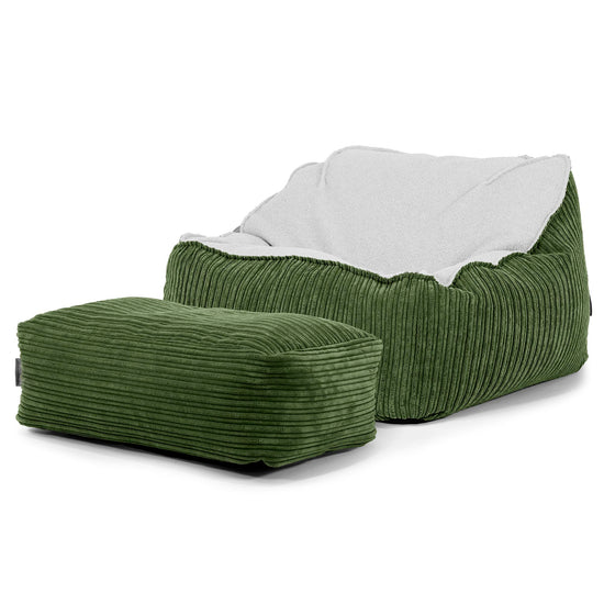 Der Slouchy Sitzsack Sessel - Bouclé & Cord Nadelwaldgrün 03