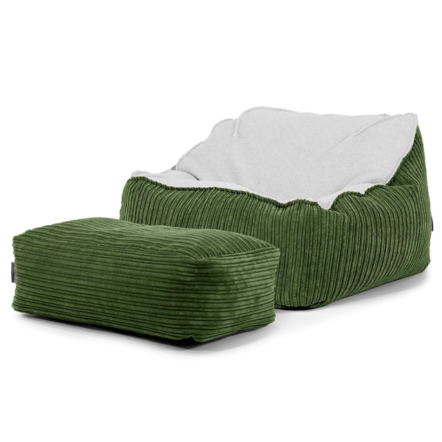 Der Slouchy Sitzsack Sessel - Bouclé & Cord Nadelwaldgrün 03