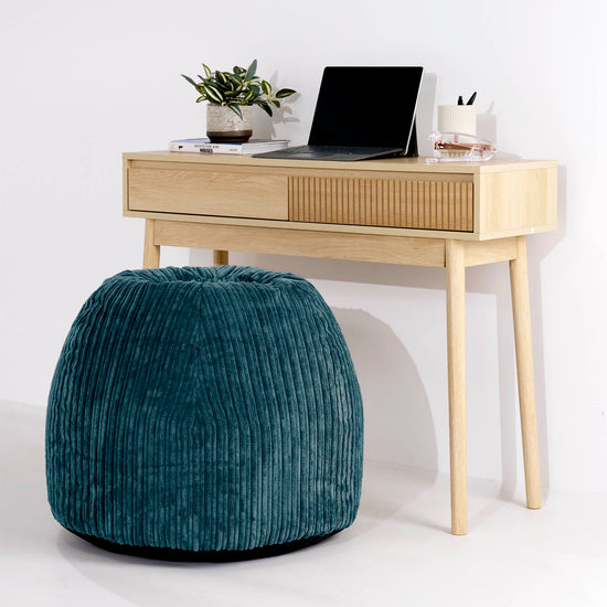 Ergonomischer Büropouf-Stuhl - Cord Blaugrün 02