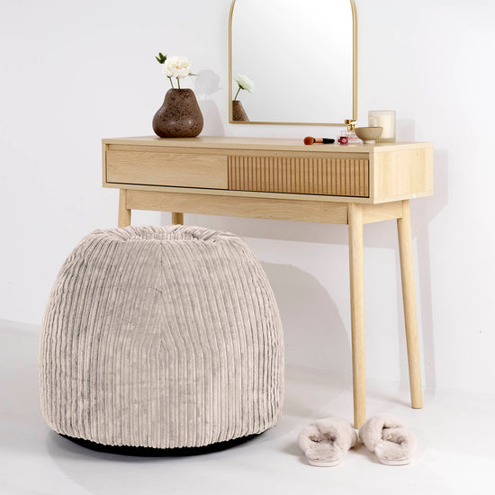 Schminktisch-Pouf-Hocker - Cord Elfenbein 02