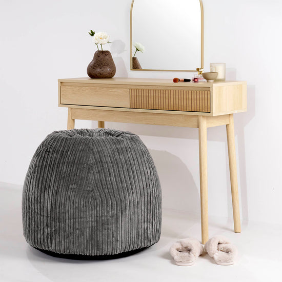 Schminktisch-Pouf-Hocker - Cord Graphitgrau 02