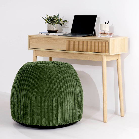 Ergonomischer Büropouf-Stuhl - Cord Nadelwaldgrün 02