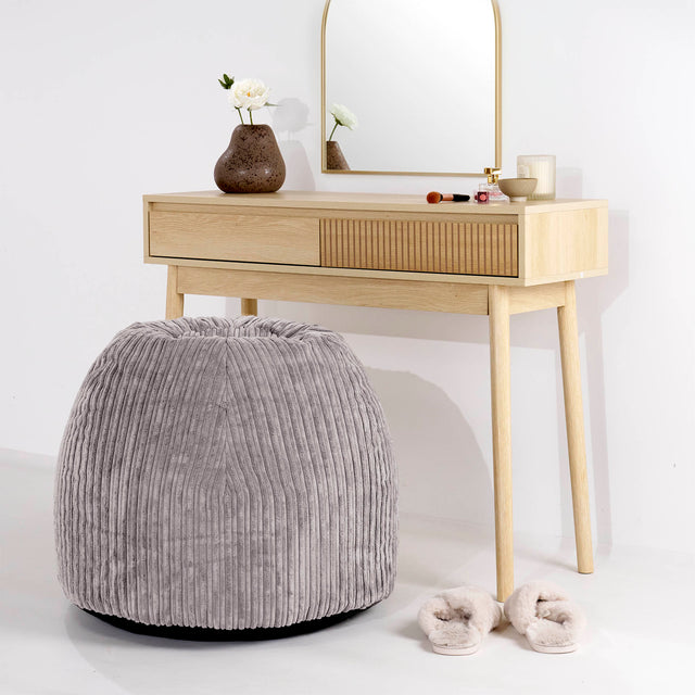 Schminktisch-Pouf-Hocker - Cord Silbergrau 02