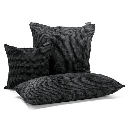 Extra Große Dekokissen / Sofa Kissenbezug 70 x 70cm - Pom-Pom Schwarz 04