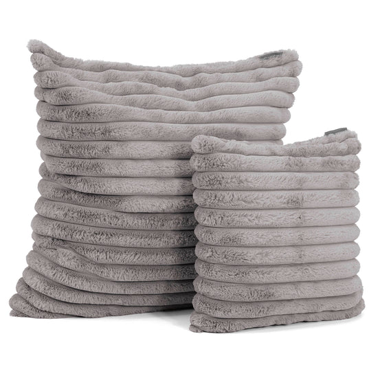 Extra Große Dekokissen / Sofa Kissenbezug 70 x 70cm - Ultra Plüsch Cord Grau 02