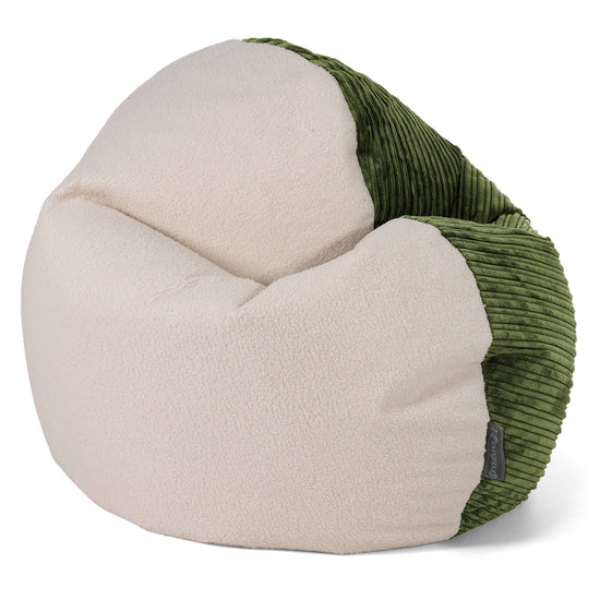 Flexiforma Sitzsackstuhl für Erwachsene - Bouclé & Cord Nadelwaldgrün 01