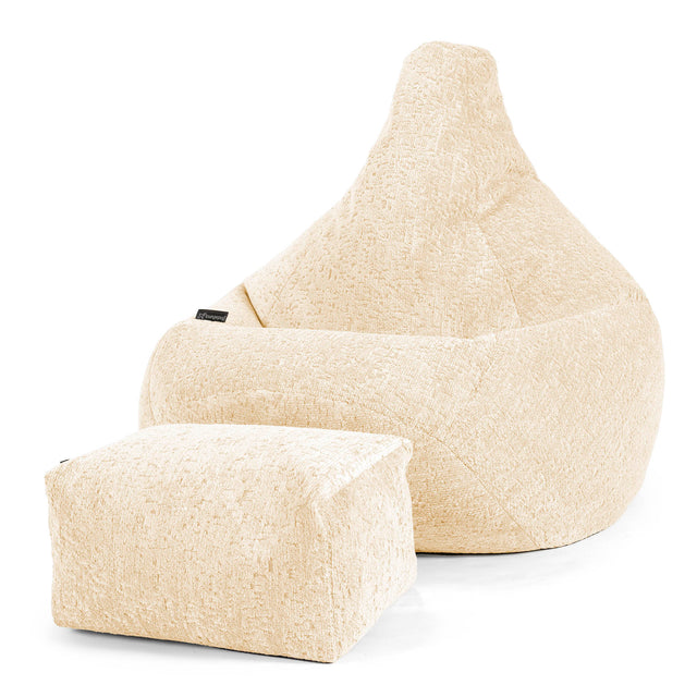 Gaming Sitzsack Sessel - Luxuriöser Chenille Elfenbein 01