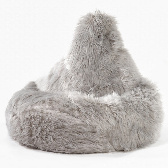 Gaming Sitzsack Sessel - Mongolisches Kunstfell Grau 01