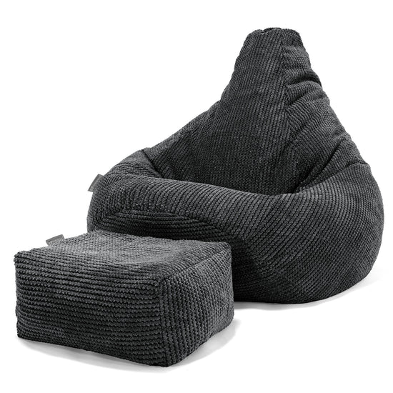 Gaming Sitzsack Sessel - Pom-Pom Schwarz 01