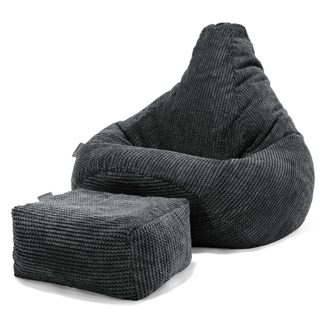 Gaming Sitzsack Sessel - Pom-Pom Schwarz 01