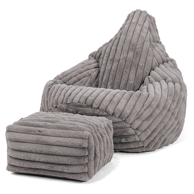 Gaming Sitzsack Sessel - Ultra Plüsch Cord Grau 01