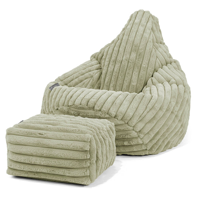 Gaming Sitzsack Sessel - Ultra Plüsch Cord Salbeigrün 01