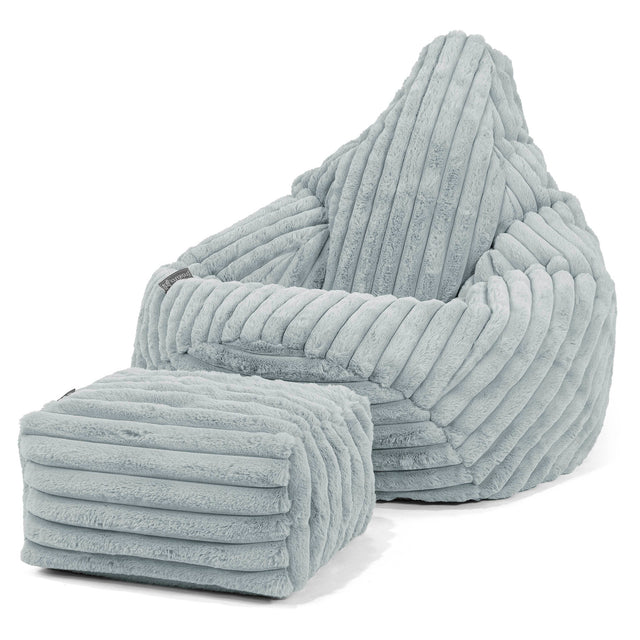 Gaming Sitzsack Sessel - Ultra Plüsch Cord Taubenblau 01