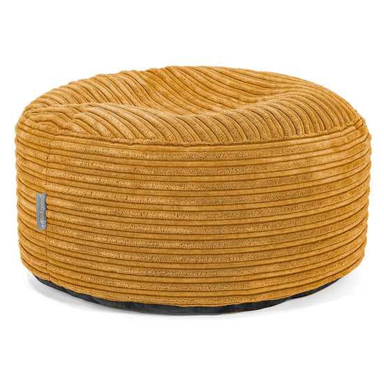 Großer runder Fußhocker - Cord Goldhonig 01